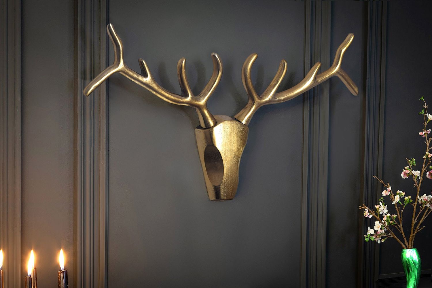 Bois de cerf VEADO 90cm aluminium doré - 45171