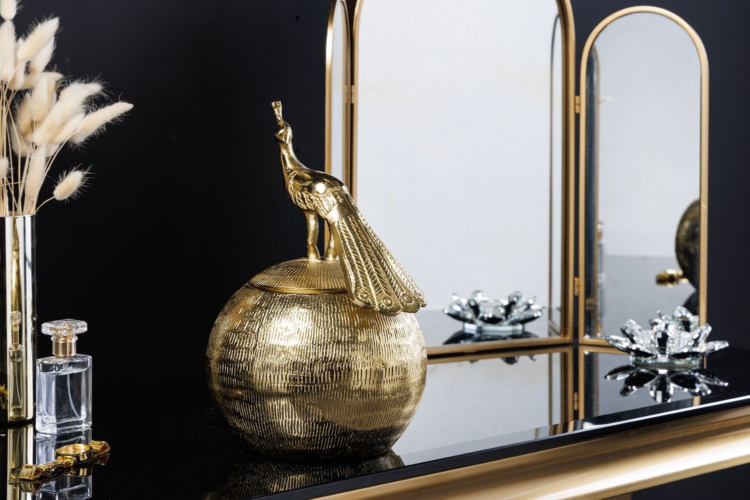 Boîte en métal OISEAU SAUVAGE 30 cm or antique - 44837