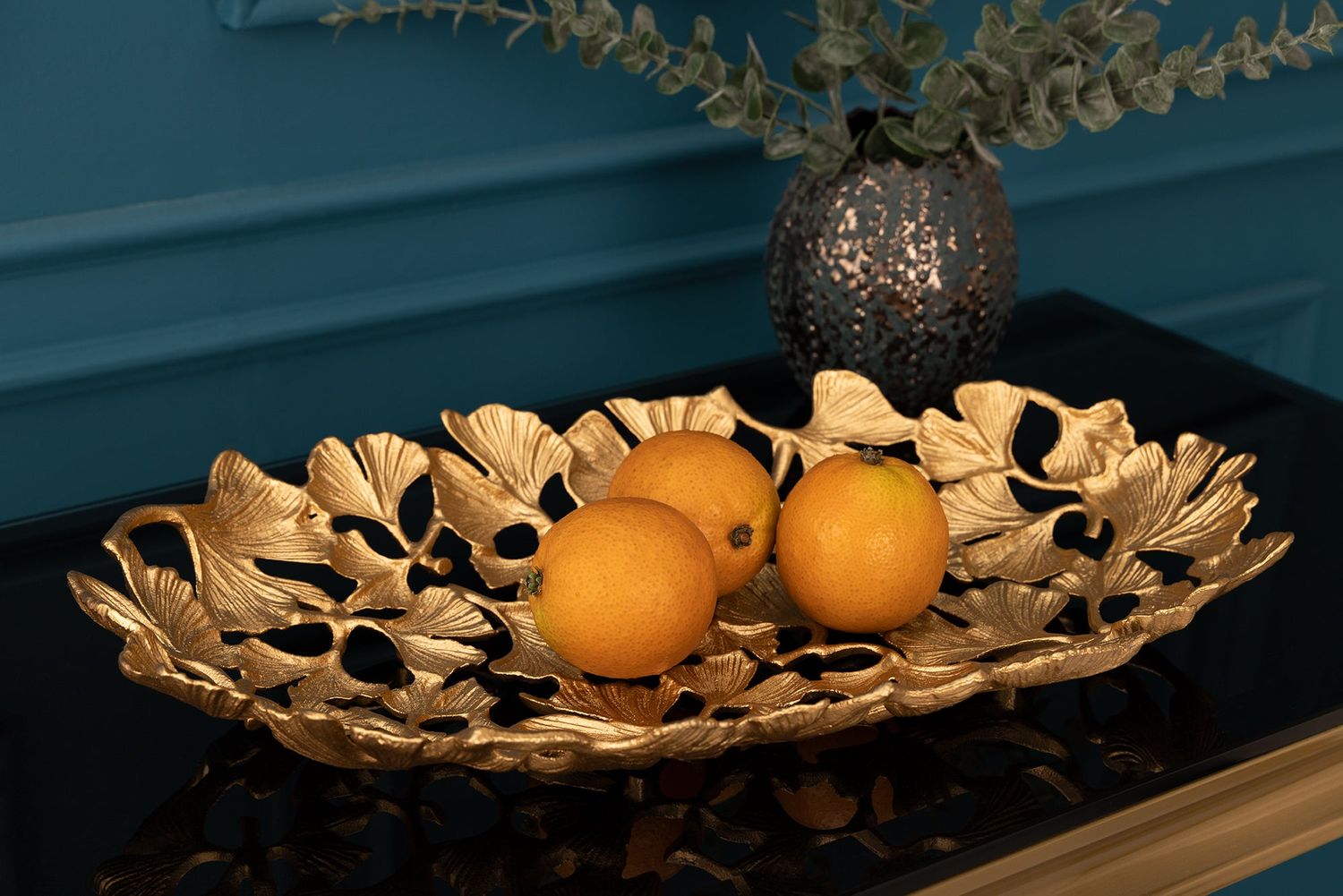 Bol décoratif FEUILLES DE GINKGO 50x30cm doré - 41793