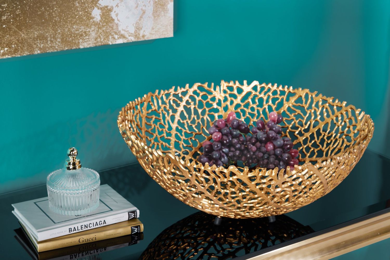 Bol ABSTRAIT FEUILLE 45cm or - 43190