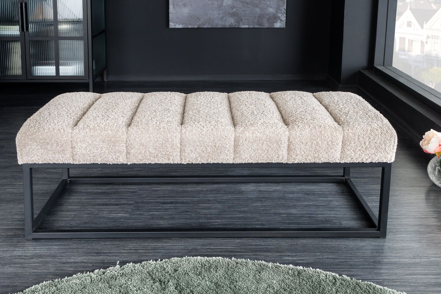 Banquette PETIT BEAUTÉ 110cm bouclé champagne grège - 44269