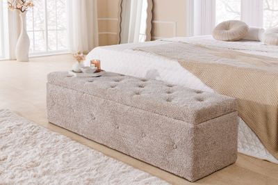 Banquette EXTRAVAGANCIA 140cm bouclé champagne grège - 44247