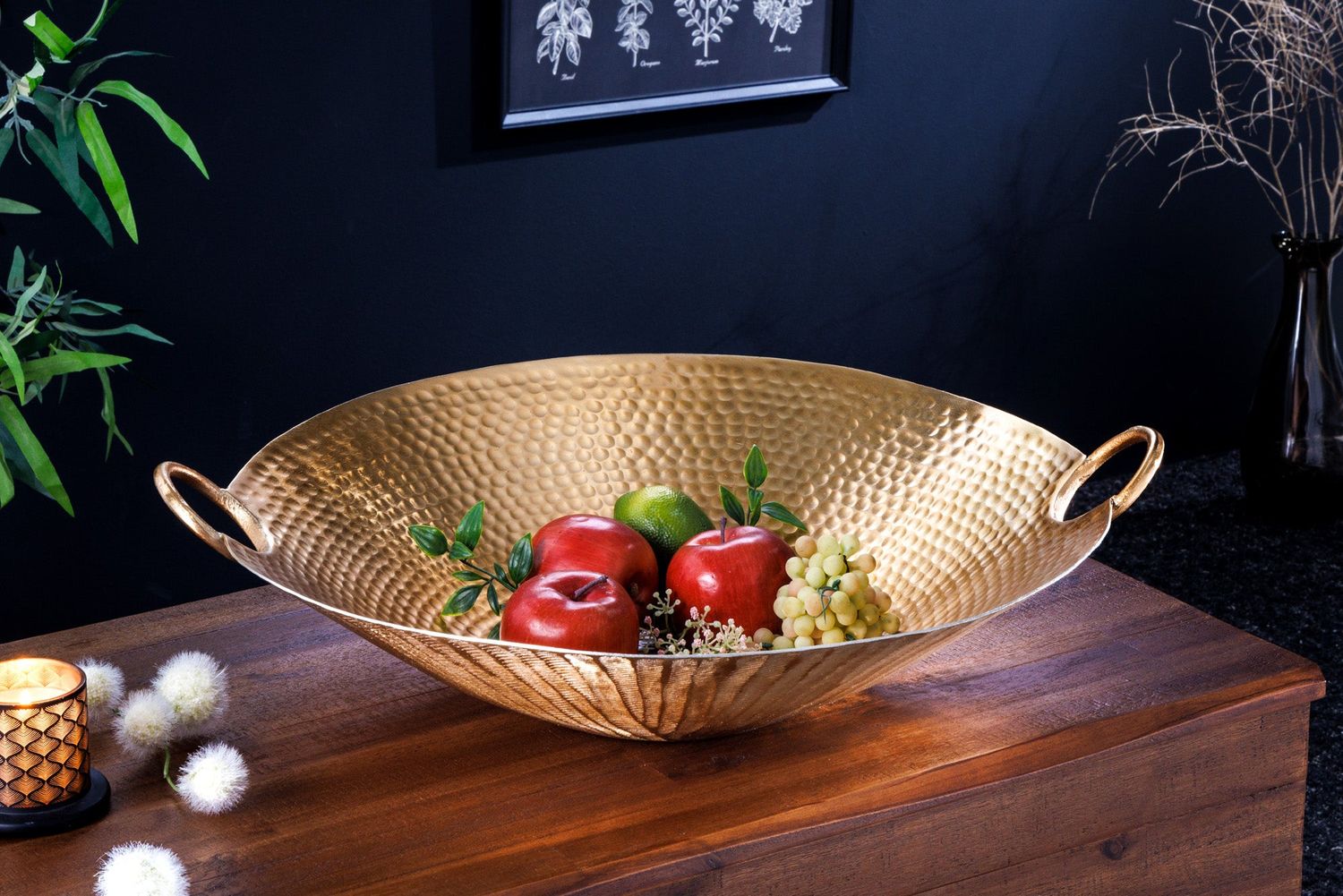 Bol décoratif ORIENT 55cm avec effet martelé doré - 42237