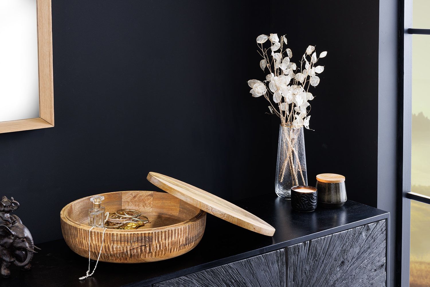 Bol PURE NATURE avec couvercle 40 cm en bois de manguier - 44472