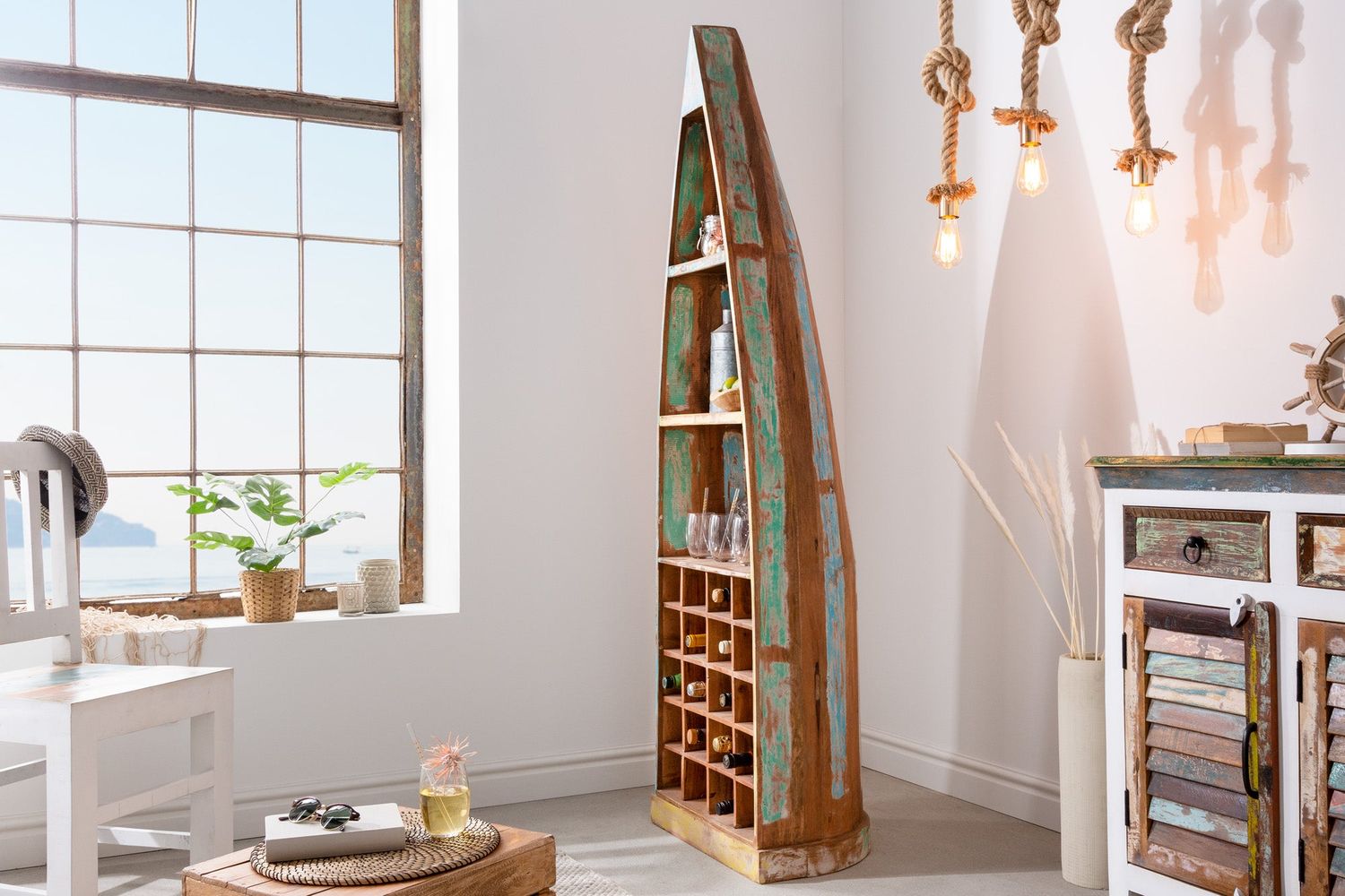 Bottes-/Weinregal Borneo 190cm Recyclingholz/ 36358 - 36358