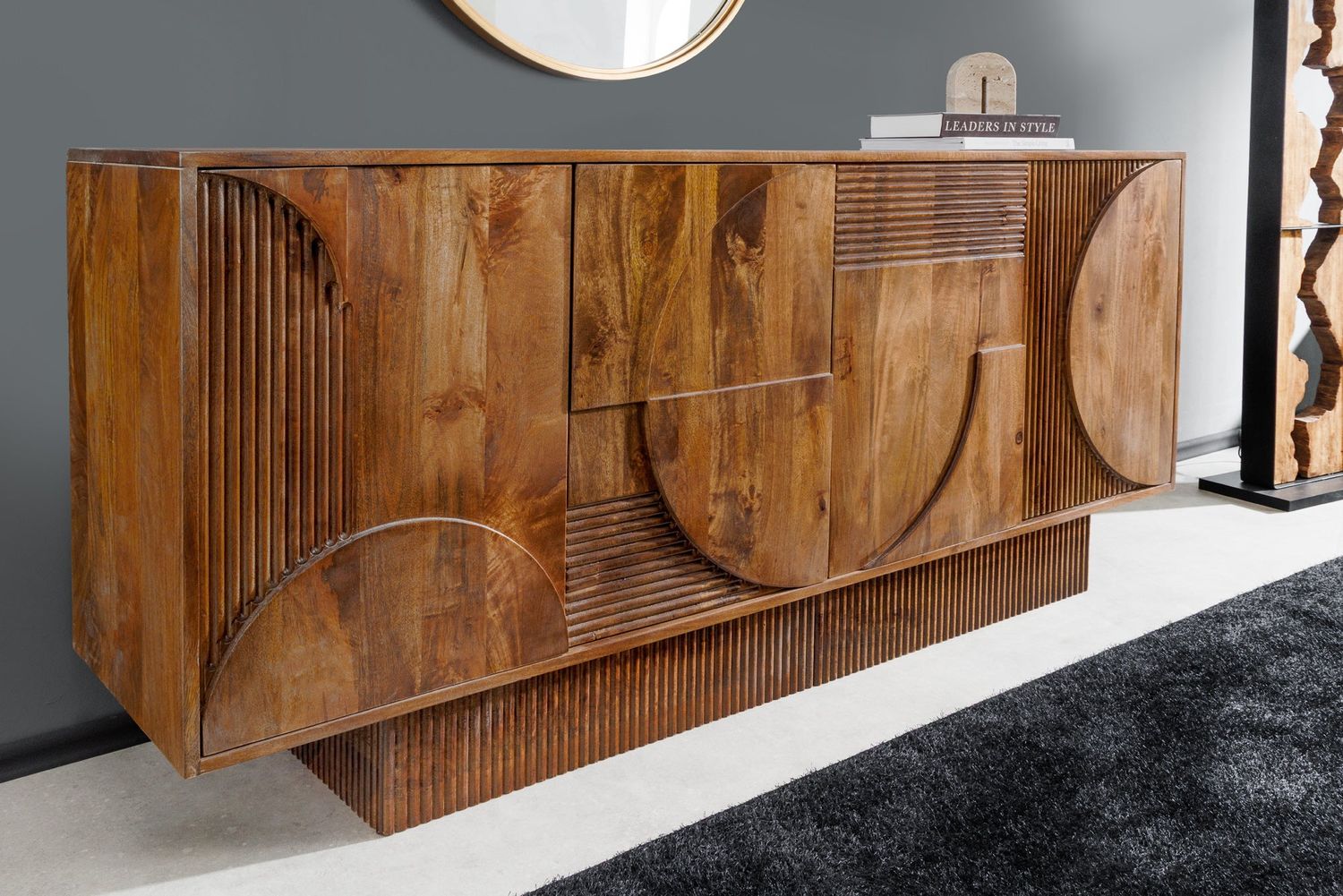 Buffet ART DÉCO 170 cm en bois de manguier brun 3D - 46802