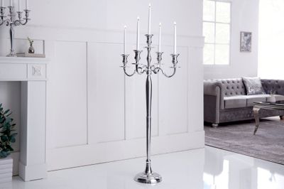 Bougeoir MODERN BAROCK 120cm 5 branches argent - 17365