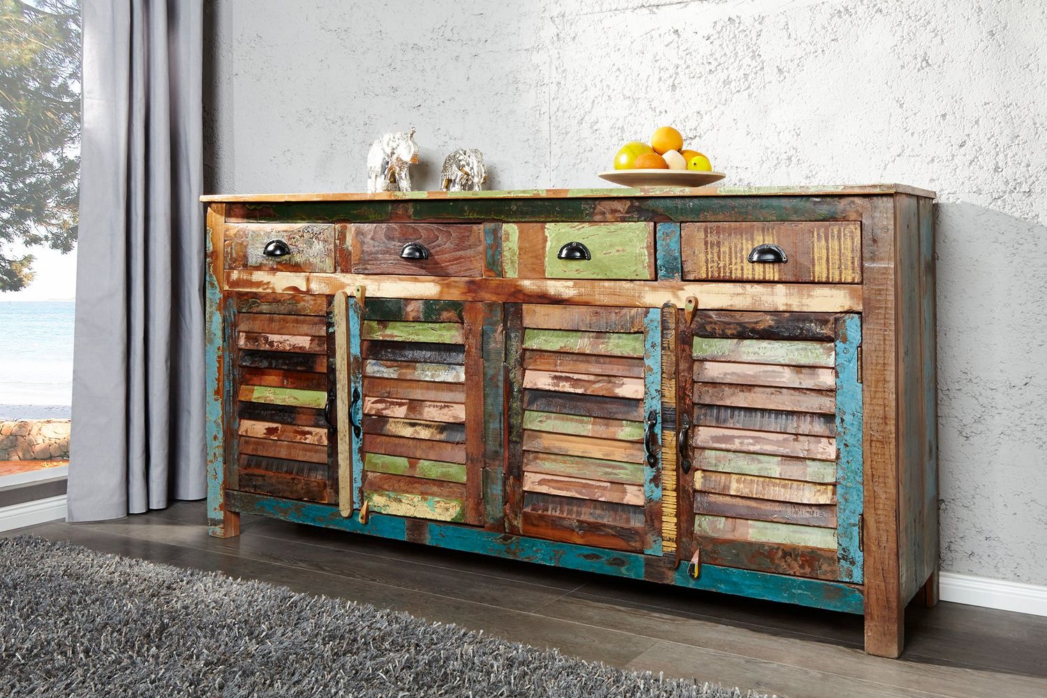 Buffet JAKARTA 160cm en bois recyclé multicolore - 40126