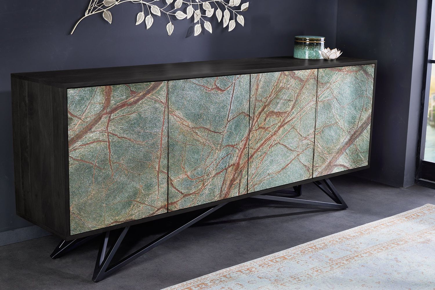 Buffet MOUNTAIN SOUL 175 cm en acacia aspect pierre naturelle noir multicolore naturel - 43481
