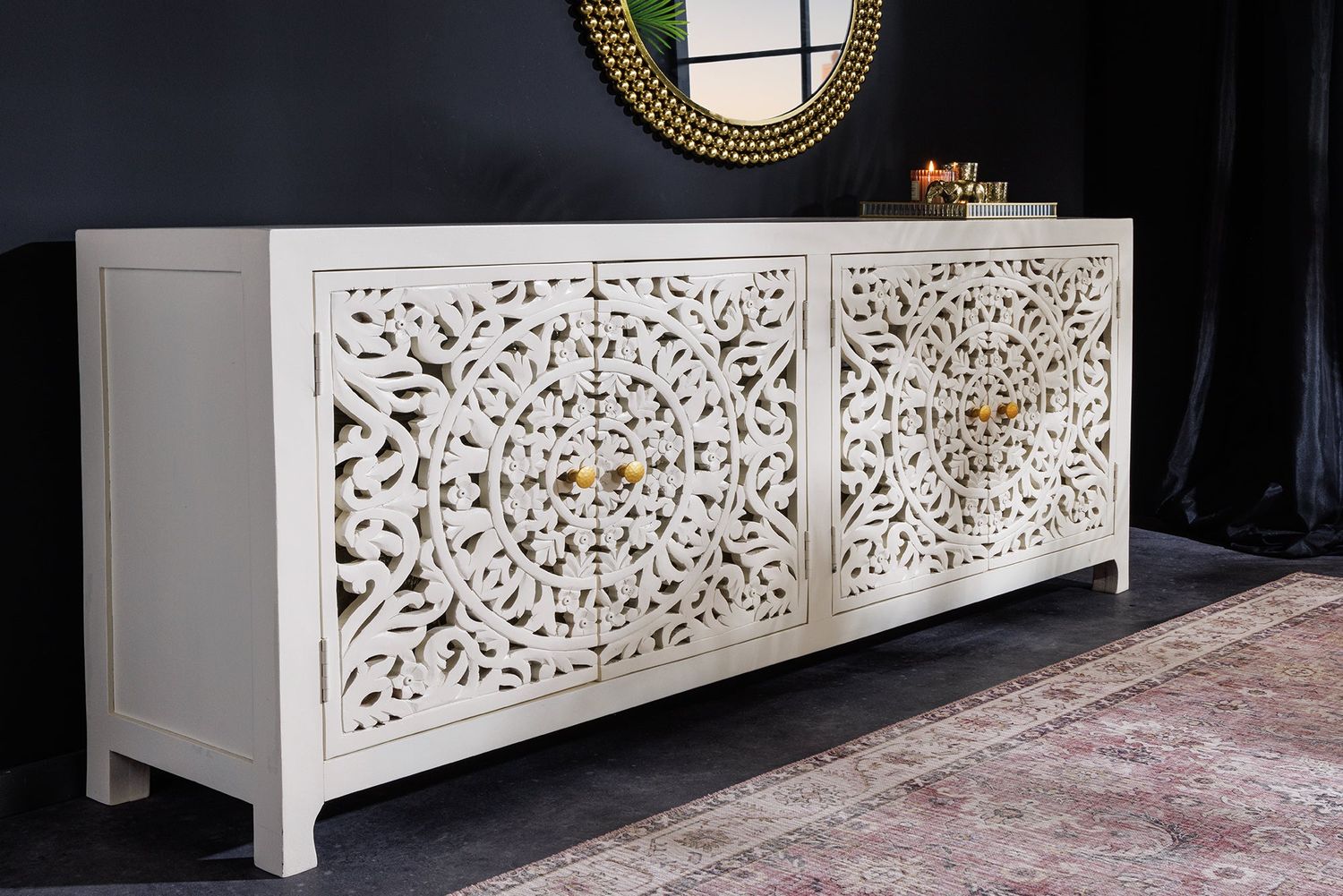 Buffet MARRAKECH 170cm en bois de manguier blanc - 43852