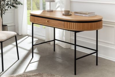 Bureau ATELIER 120 cm aspect chêne naturel avec structure en métal noir - 47455