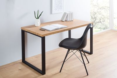 Bureau en chêne 120 cm, structure en fer noir - 38428