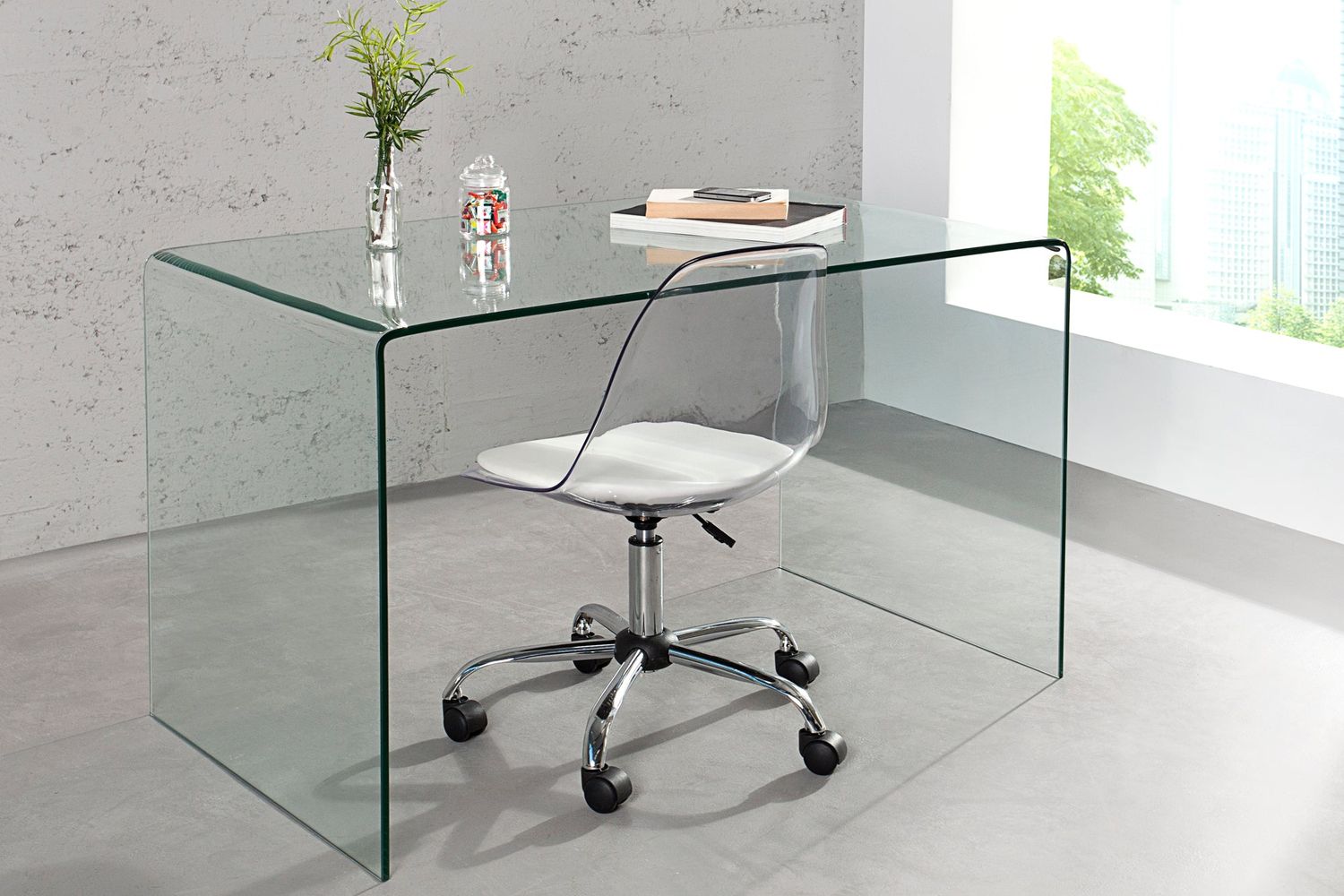 Bureau FANTOME 120 cm, plateau en verre trempé 12 mm - 22862