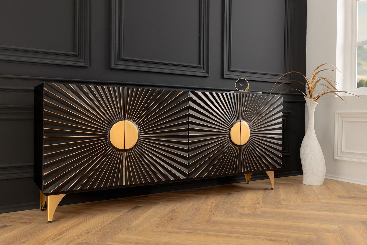 Buffet SOLARIS 180cm 3D mangue noir or - 44652