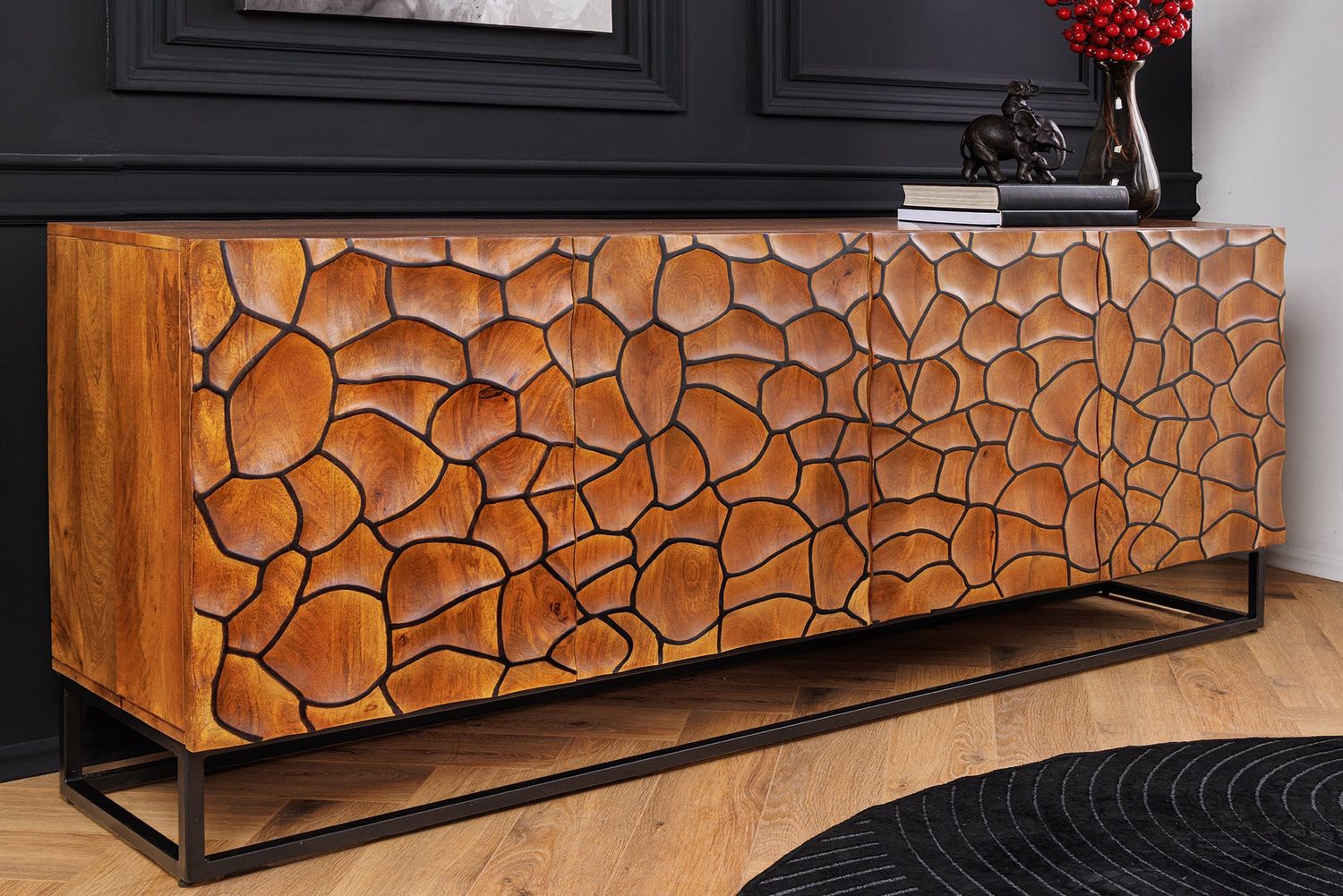 Buffet VULCANO 180cm Mosaïque 3D Bois de manguier Brun - 44651