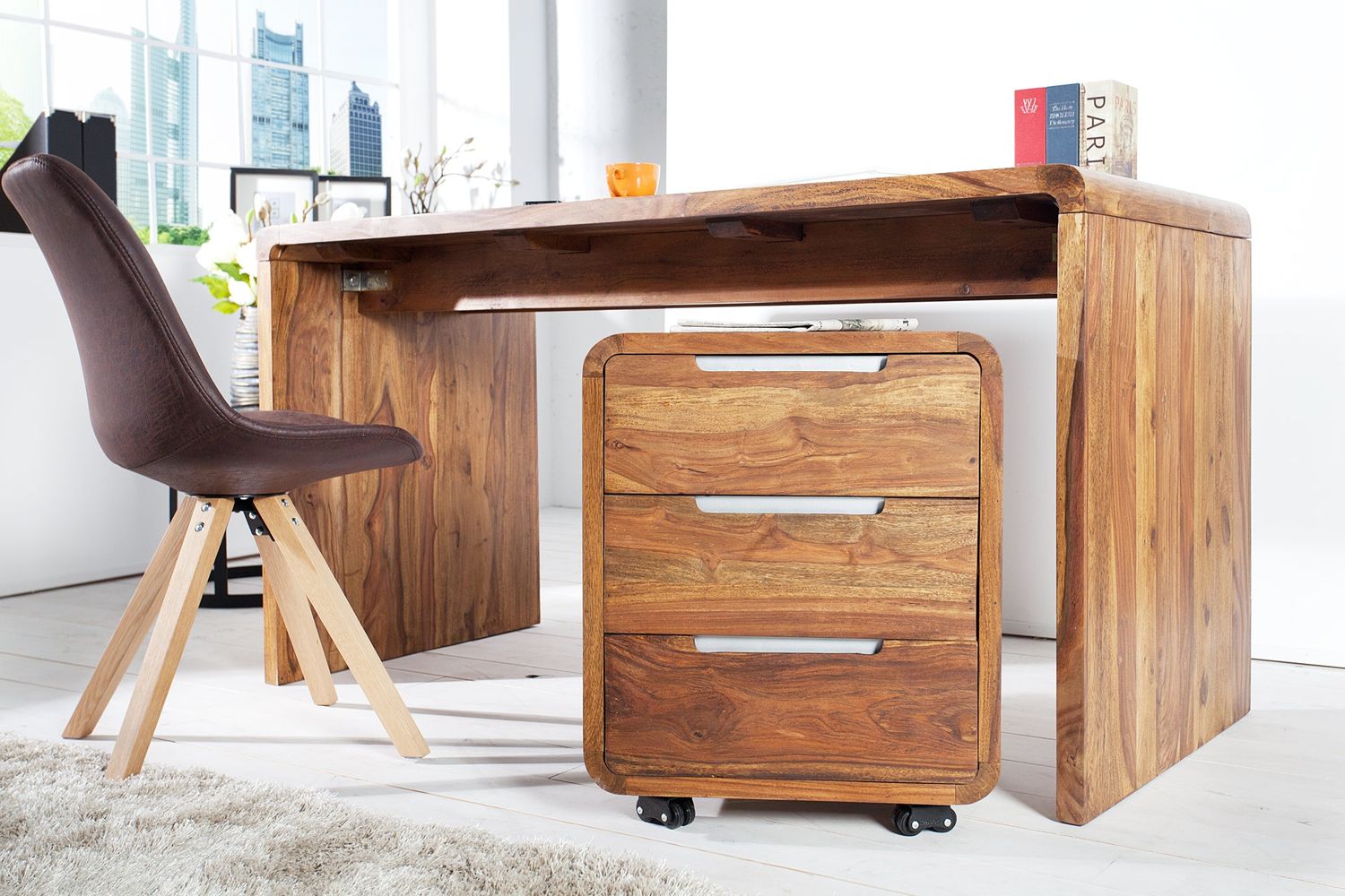 Caisson de bureau mobile GOA 60 cm en sheesham - 35896