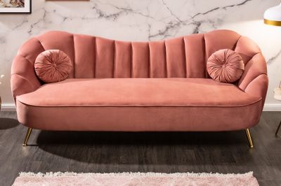 Canapé ARIELLE 220cm velours rose poudré - 40750