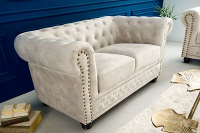 Canapé CHESTERFIELD 150cm 2 places velours champagne - 42311