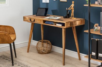 Bureau rétro 120 cm en bois de manguier - 39959