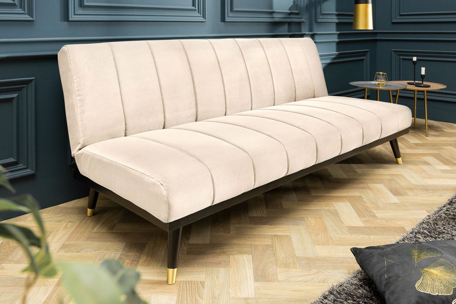 Canapé convertible PETIT BEAUTE 180cm velours champagne - 43522