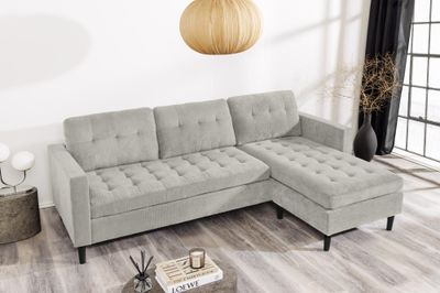 Canapé d'angle STOCKHOLM 220 cm 3 places à ressorts ensachés gris-beige - 47837