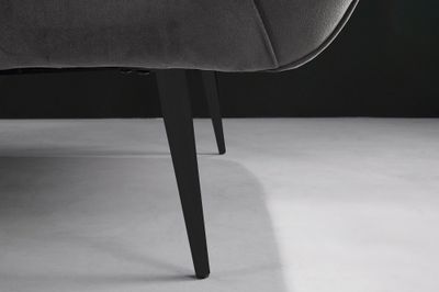 Canapé NOBLESSE 165cm 2 places velours gris avec pieds noirs - 45050
