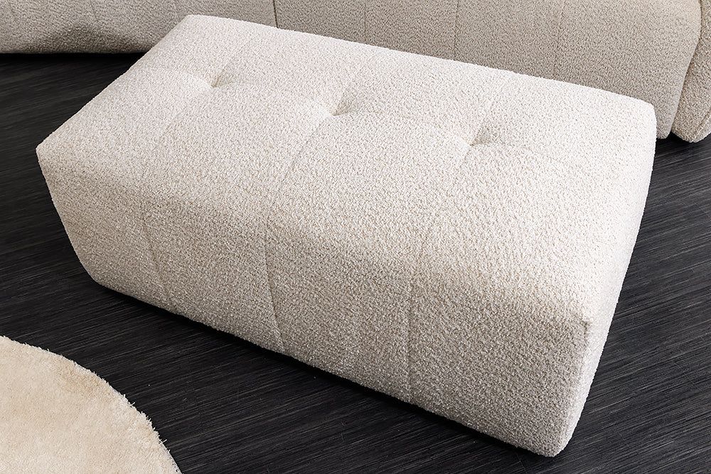 Canapé ROYAL 120cm âme à ressorts bouclé champagne beige - 44545
