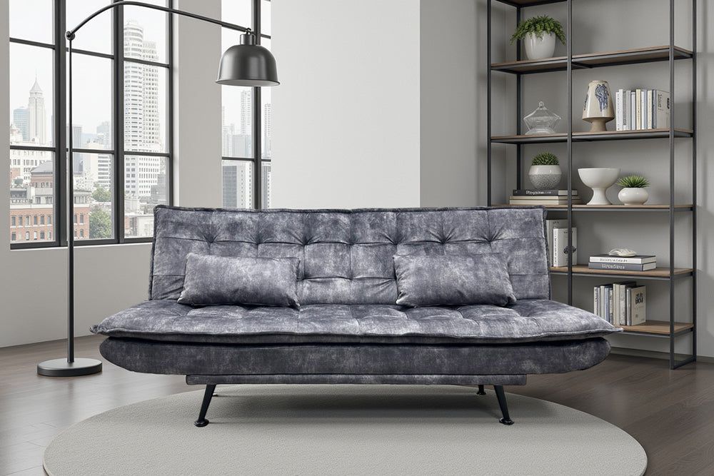 Canapé-lit JAZZ 195 cm 3 places velours gris - 47528