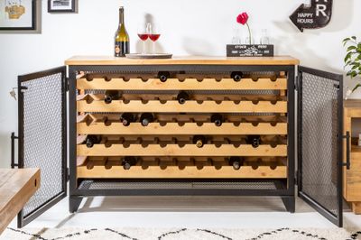 Cave à vin BODEGA 130 cm pour 55 bouteilles, bois de pin naturel - 40458