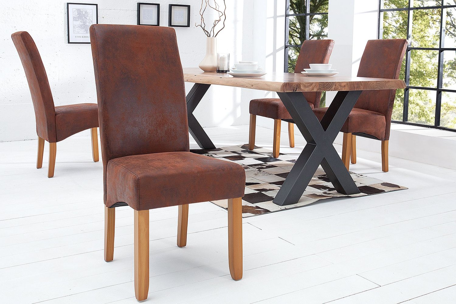 Chaise CASA style vintage en microfibre café clair - 21133