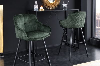 Chaise de bar EUPHORIA 74 cm velours vert - 43688