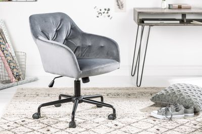Chaise de bureau THE DUTCH COMFORT 46-55cm avec accoudoirs, velours gris - 39350
