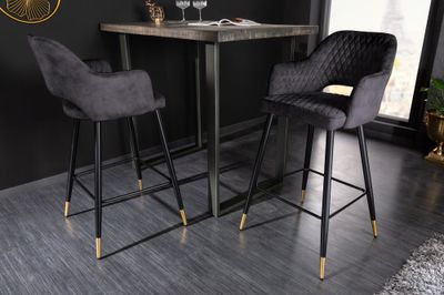 Chaise de bar PARIS avec matelassage décoratif en velours anthracite - 41514