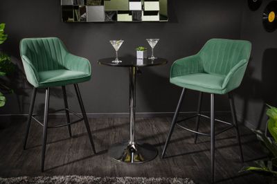 Chaise de bar TURIN en velours vert émeraude matelassé - 40436