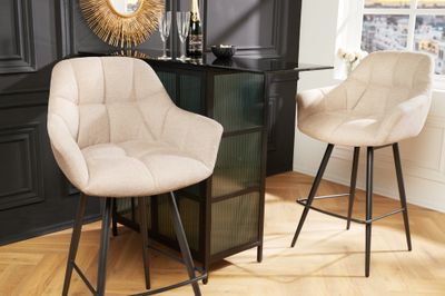Chaise de bar PAPILLON 106 cm pivotante à 180° en tissu tissé plat beige champagne - 43882
