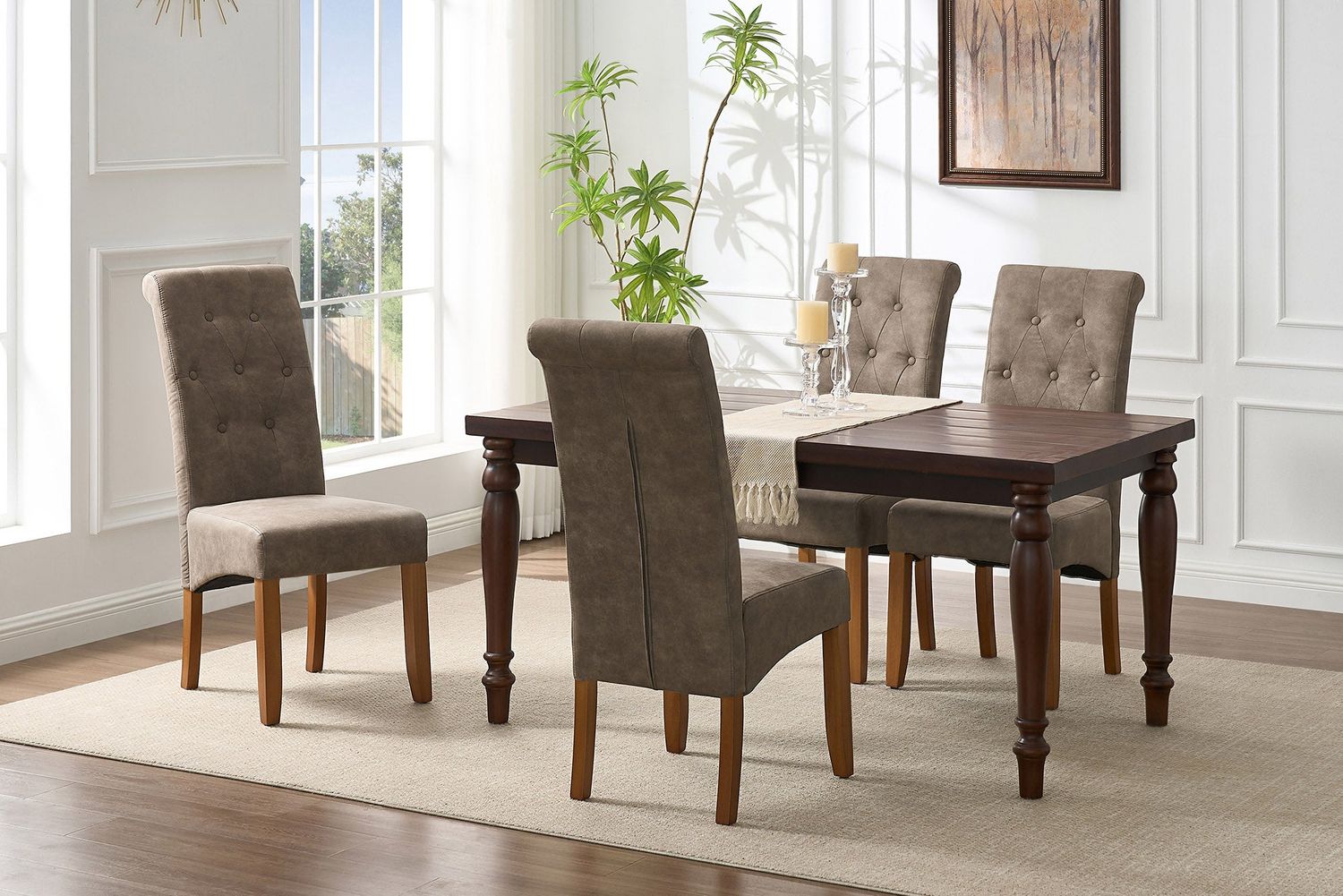 Chaise CASA avec appui-tête en microfibre taupe - 46553