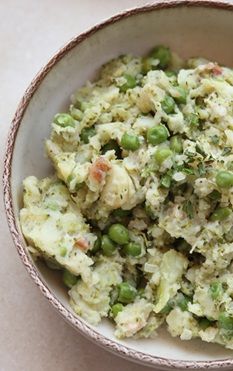 Stamppot Broccoli, tuinerwten en spek