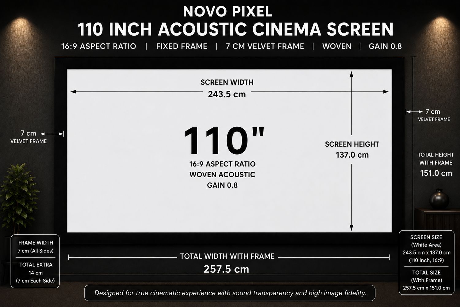 Novo Pixel Fixed Frame Screen 110 inch Novo Pixel Fixed Frame Screen 110 inch
