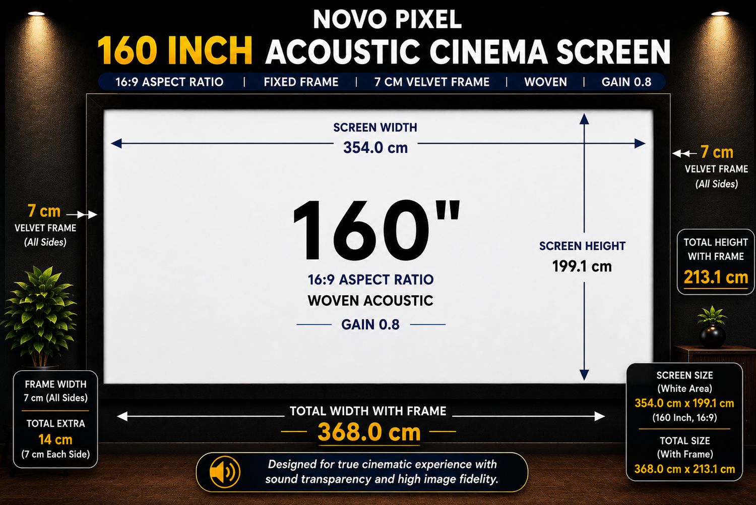 Novo Pixel Fixed Frame Screen 160 inch Novo Pixel Fixed Frame Screen 160 inch