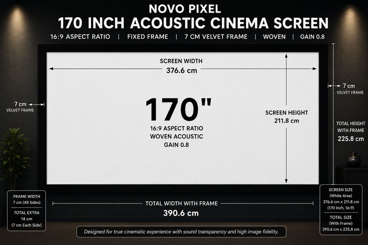 Novo Pixel Fixed Frame Screen 170 inch Novo Pixel Fixed Frame Screen 170 inch