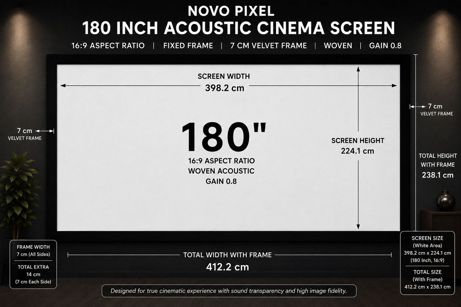 Novo Pixel Fixed Frame Screen 180 inch Novo Pixel Fixed Frame Screen 180 inch