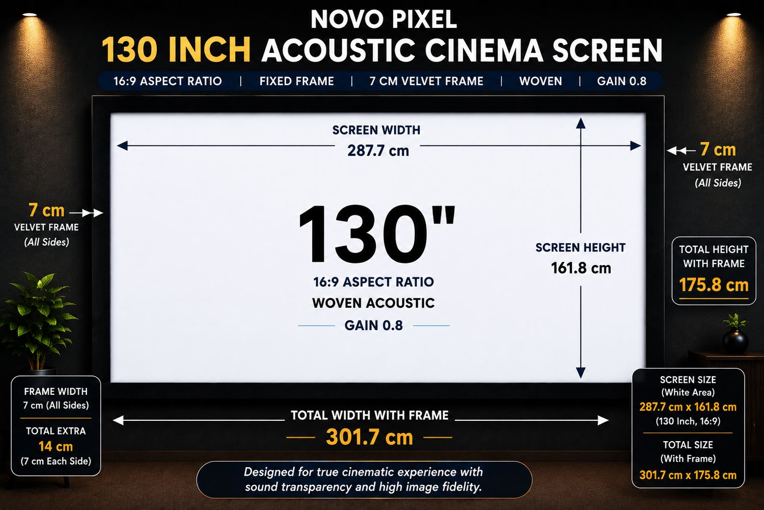 Novo Pixel Fixed Frame Screen 130 inch Novo Pixel Fixed Frame Screen 130 inch