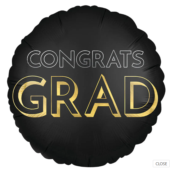 Black Congrats Grad Helium Balloon