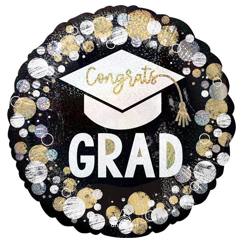 Black/Gold Congrats Grad Helium Balloon