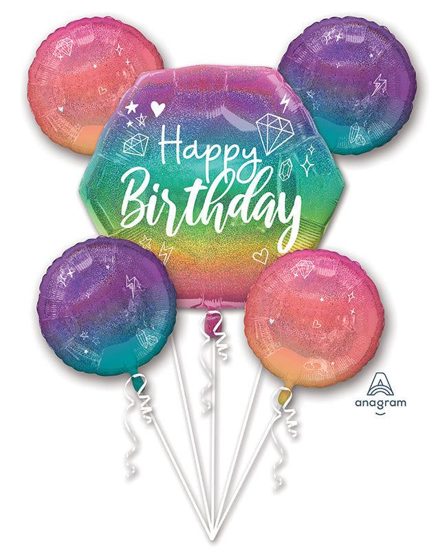Happy Birthday Diamond Balloon Bouquet