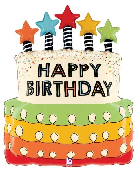Happy Birthday Cake Helium Balloon