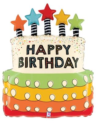 Happy Birthday Cake Helium Balloon