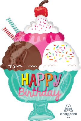 Ice Cream Sundae Happy Birthday Balloon