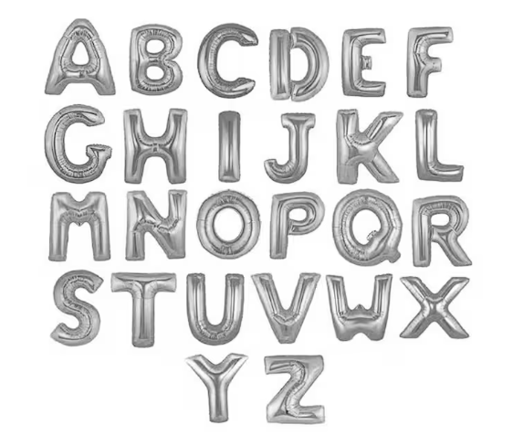 Silver Foil/Mylar Helium Letters A-Z