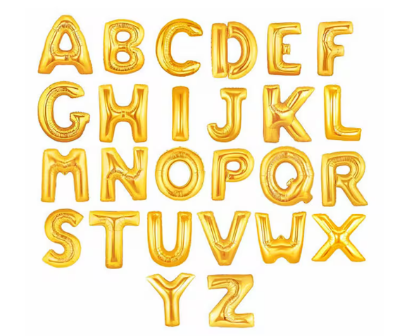 Gold Foil/Mylar Helium Letter A - Z